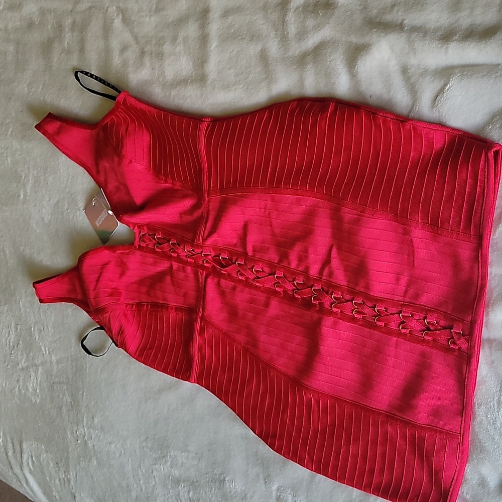 Missguided red bandage dress